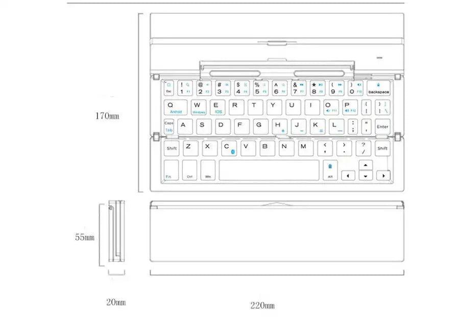 Folding ultra-thin Bluetooth keyboard - Globentra