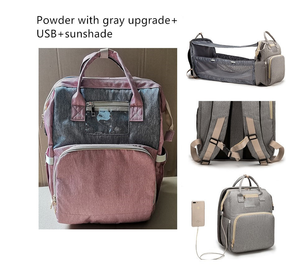 USB Charging Version Mommy Bed Backpack Folding Large Capacity Multi-function - Globentra