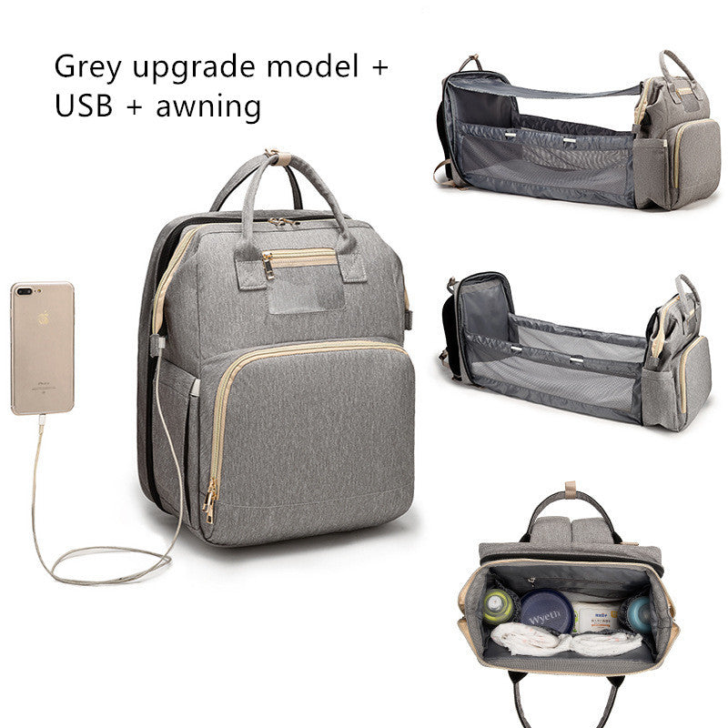 USB Charging Version Mommy Bed Backpack Folding Large Capacity Multi-function - Globentra