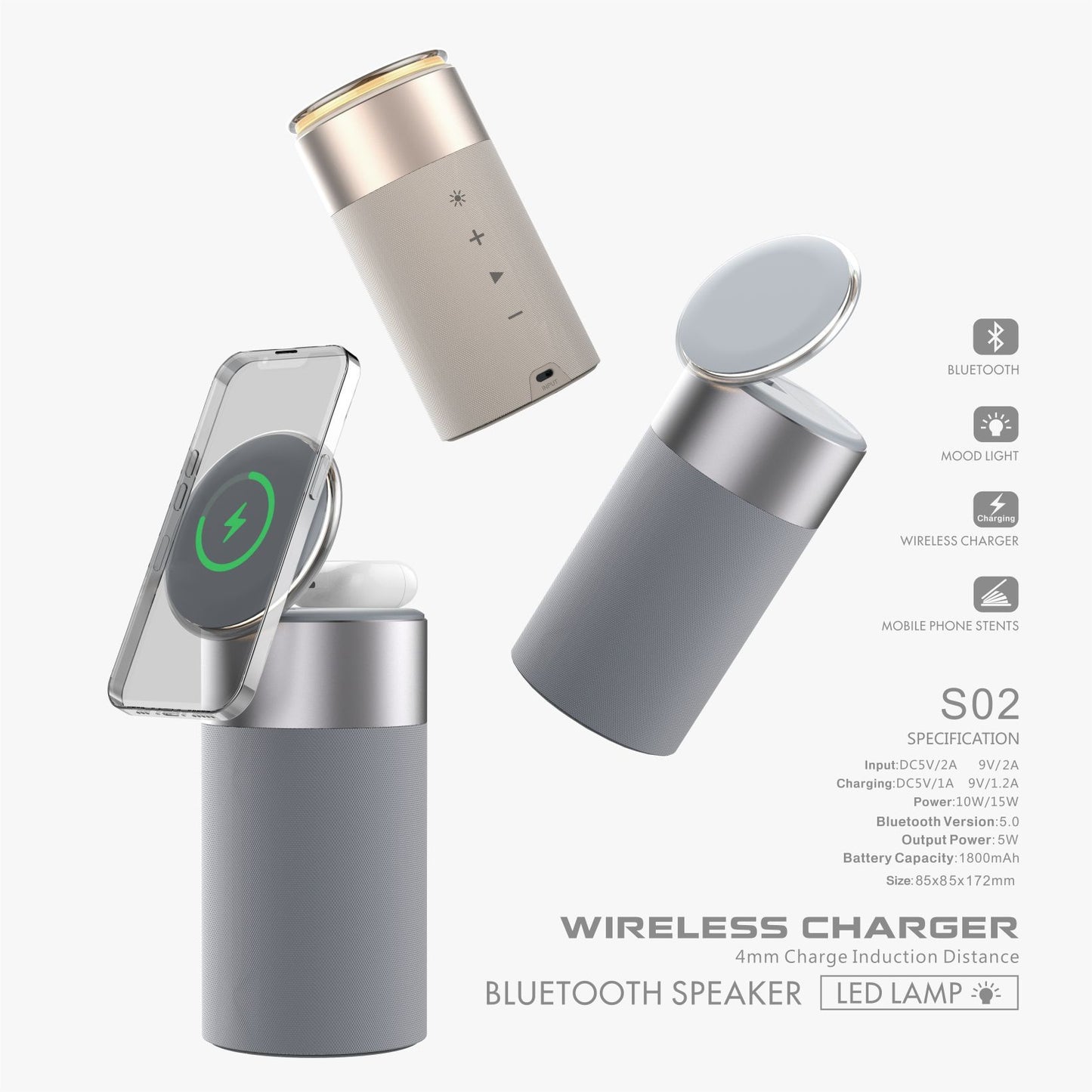 3 In 1 Multi-Function Bluetooth Speaker With Touch Lamp - Globentra