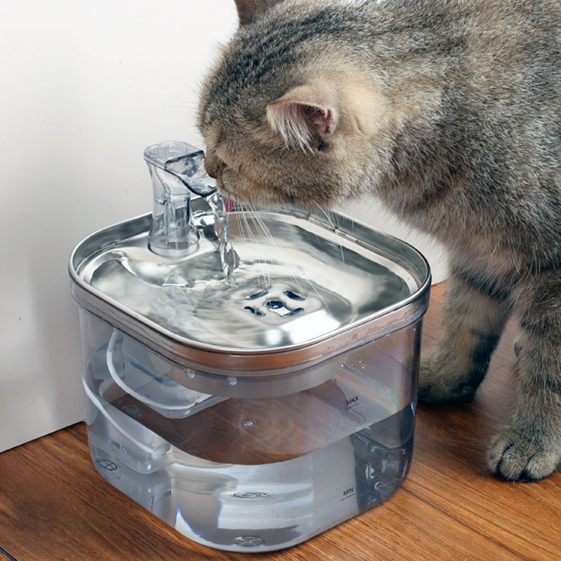 Pet Cat Dog Stainless Steel Automatic Circulation Water Dispenser Intelligent Fountain Pets Accessories - Globentra