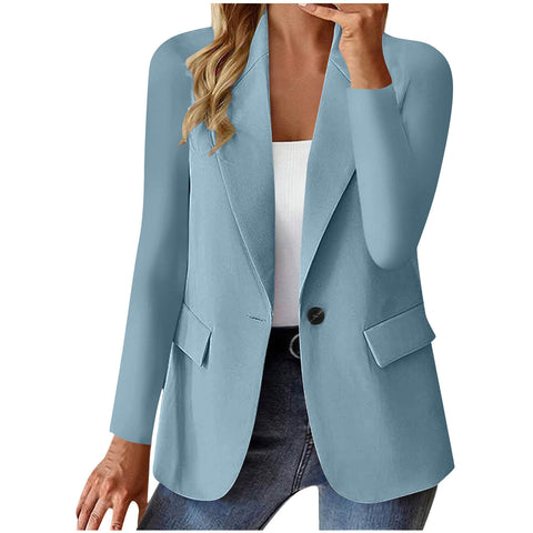 Women’s Casual Lapel Suit Jacket – Long Sleeve Button Blazer Top