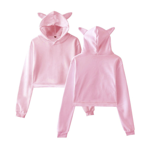 Women’s Cropped Hoodie – Streetwear Pullover Sweatshirt Long Sleeve Spring Top