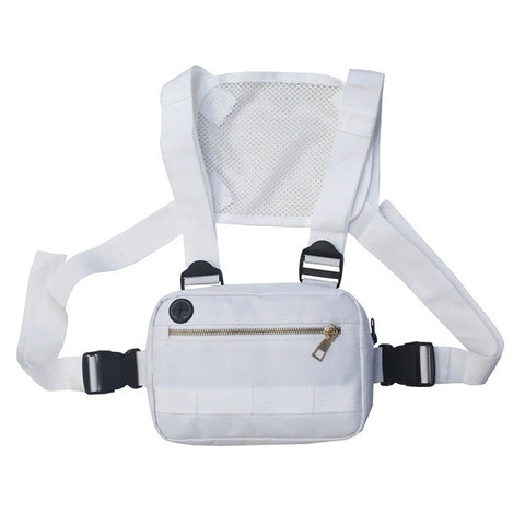 Unisex Black Streetwear Chest Rig Bag Vest Style Waist Pack