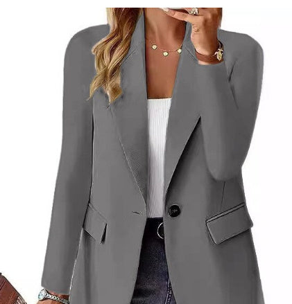 Women’s Casual Lapel Suit Jacket – Long Sleeve Button Blazer Top