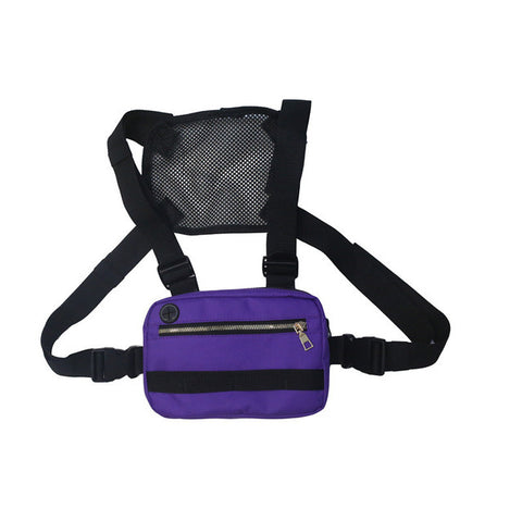 Unisex Black Streetwear Chest Rig Bag Vest Style Waist Pack