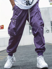 Men’s Multi-Pocket Cargo Pants – Hip-Hop Streetwear Drawstring Trousers