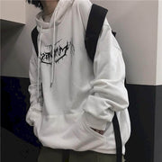 Men’s Gothic Lightning Print Hoodie – Streetwear Oversized Fleece Sweatshirt