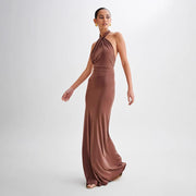 Women’s Sexy Halter Bodycon Dress – Backless Slim Fit Maxi Party Dress