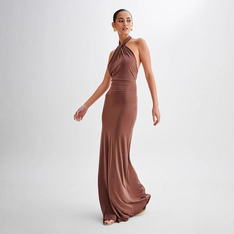 Women’s Sexy Halter Bodycon Dress – Backless Slim Fit Maxi Party Dress