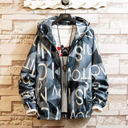 Men’s Casual Hooded Streetwear Coat – Printed Lightweight Jacket