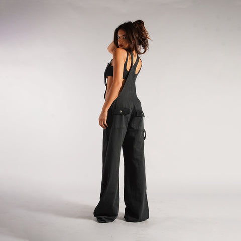 Women’s Y2K Denim Overalls – Loose Streetwear Jumpsuit with Zipper & Pockets