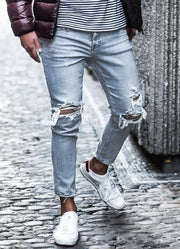 Men’s Ripped Skinny Jeans – Distressed Streetwear Denim Pants
