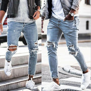 Men’s Ripped Skinny Jeans – Distressed Streetwear Denim Pants