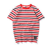 Men’s Harajuku Striped T-Shirt – Casual Short Sleeve Hip Hop Streetwear Top