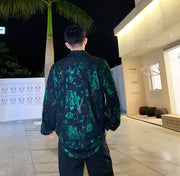 Men’s Floral Streetwear Shirt – Hip Hop Party Casual Button-Up Top