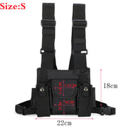 Unisex Black Streetwear Chest Rig Bag Vest Style Waist Pack