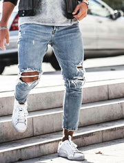 Men’s Ripped Skinny Jeans – Distressed Streetwear Denim Pants