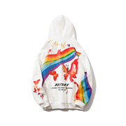 Men’s Rainbow Butterfly Hoodie – Hip Hop Streetwear Colorful Pullover Sweatshirt