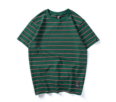 Men’s Harajuku Striped T-Shirt – Casual Short Sleeve Hip Hop Streetwear Top