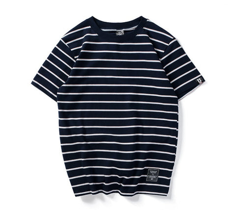 Men’s Harajuku Striped T-Shirt – Casual Short Sleeve Hip Hop Streetwear Top