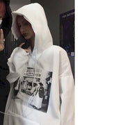 Men’s Gothic Lightning Print Hoodie – Streetwear Oversized Fleece Sweatshirt