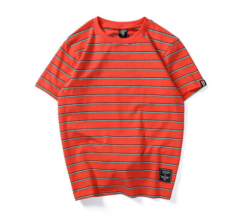 Men’s Harajuku Striped T-Shirt – Casual Short Sleeve Hip Hop Streetwear Top