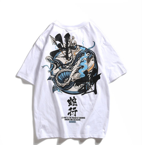 Men’s Chinese Letter Streetwear – Hoodie & Loose Fit Printed Short Sleeve T-shirt