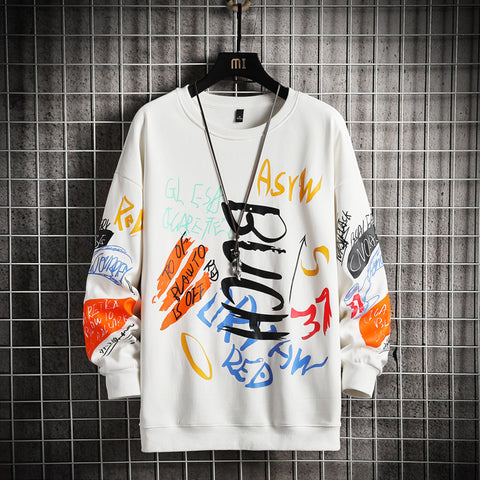 SingleRoad Men’s Oversized Crewneck Sweatshirt – Harajuku Japanese Streetwear Hoodie