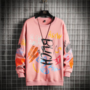 SingleRoad Men’s Oversized Crewneck Sweatshirt – Harajuku Japanese Streetwear Hoodie