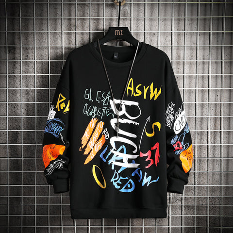 SingleRoad Men’s Oversized Crewneck Sweatshirt – Harajuku Japanese Streetwear Hoodie