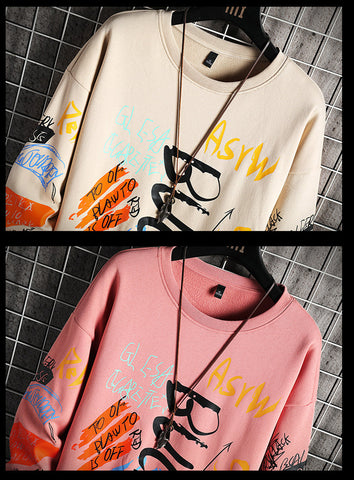 SingleRoad Men’s Oversized Crewneck Sweatshirt – Harajuku Japanese Streetwear Hoodie