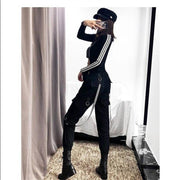 Women’s Black Cargo Pants – Streetwear Jogger Trousers with Pockets