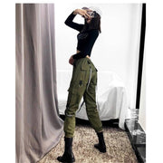 Women’s Black Cargo Pants – Streetwear Jogger Trousers with Pockets