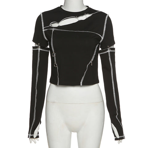 Women’s Striped Cropped Hoodie – Korean K-pop Streetwear Pullover Sweatshirt