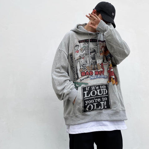 White Hip Hop Hoodie – Korean Streetwear Gothic Sweatshirt for Men