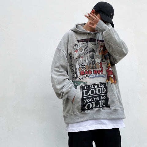 White Hip Hop Hoodie – Korean Streetwear Gothic Sweatshirt for Men