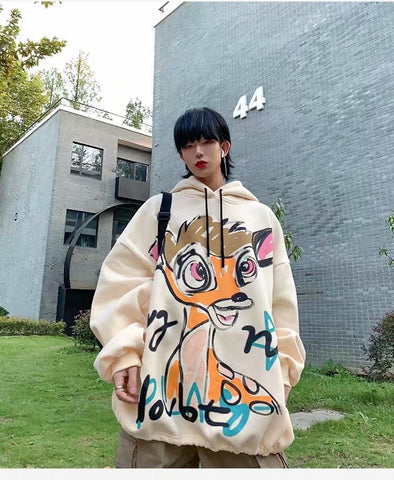 White Hip Hop Hoodie – Korean Streetwear Gothic Sweatshirt for Men