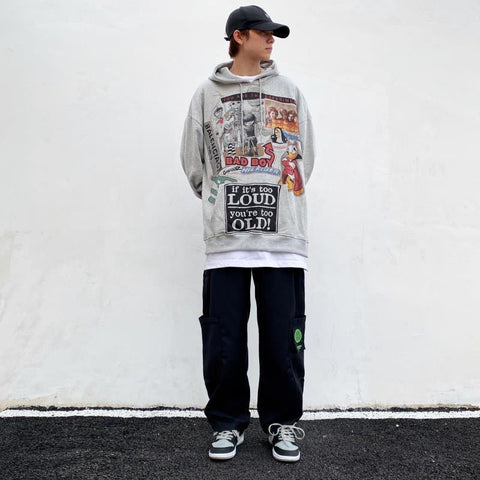White Hip Hop Hoodie – Korean Streetwear Gothic Sweatshirt for Men