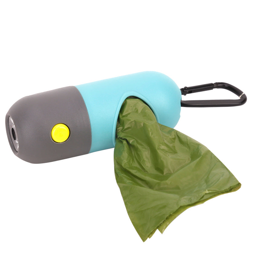 Convenient LED dog waste bag holder — with hook and refill bags. Perfect for late-night walks! - Globentra