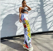 Women’s Spray Paint Wide-Leg Pants – Gothic High-Waist Streetwear Trousers