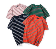 Men’s Harajuku Striped T-Shirt – Casual Short Sleeve Hip Hop Streetwear Top