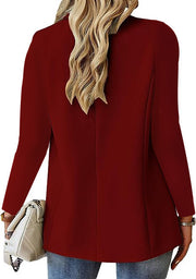 Women’s Casual Lapel Suit Jacket – Long Sleeve Button Blazer Top