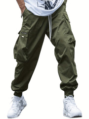 Men’s Multi-Pocket Cargo Pants – Hip-Hop Streetwear Drawstring Trousers