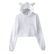 Women’s Cropped Hoodie – Streetwear Pullover Sweatshirt Long Sleeve Spring Top