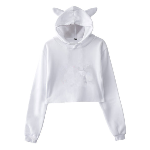 Women’s Cropped Hoodie – Streetwear Pullover Sweatshirt Long Sleeve Spring Top