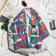 Men’s Japanese Kimono Jacket – Printed Streetwear Cardigan Coat