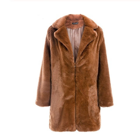 Women’s Faux Fur Coat – Warm Winter Streetwear Outerwear