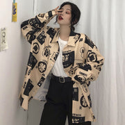 Oversized Streetwear Print Shirt – Vintage Jacket Style Top
