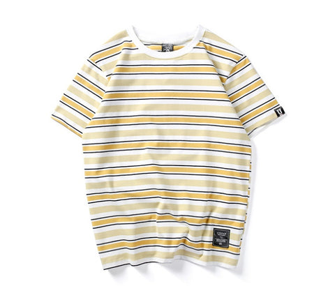 Men’s Harajuku Striped T-Shirt – Casual Short Sleeve Hip Hop Streetwear Top